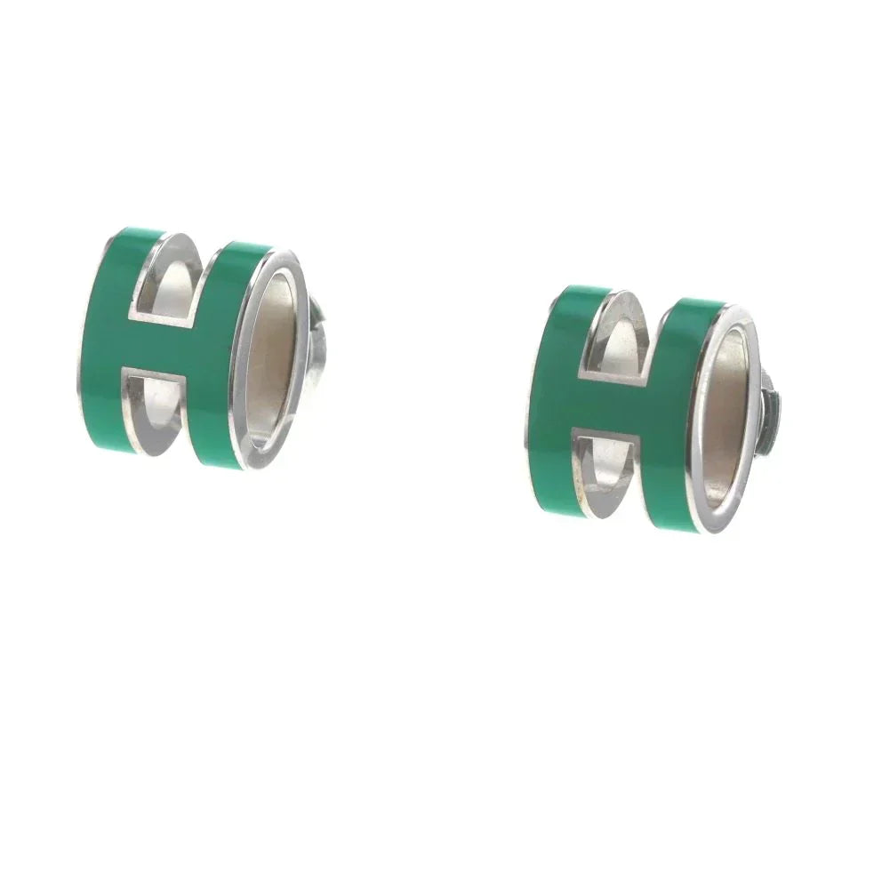 18k Mini Pop Hermes Green Earrings