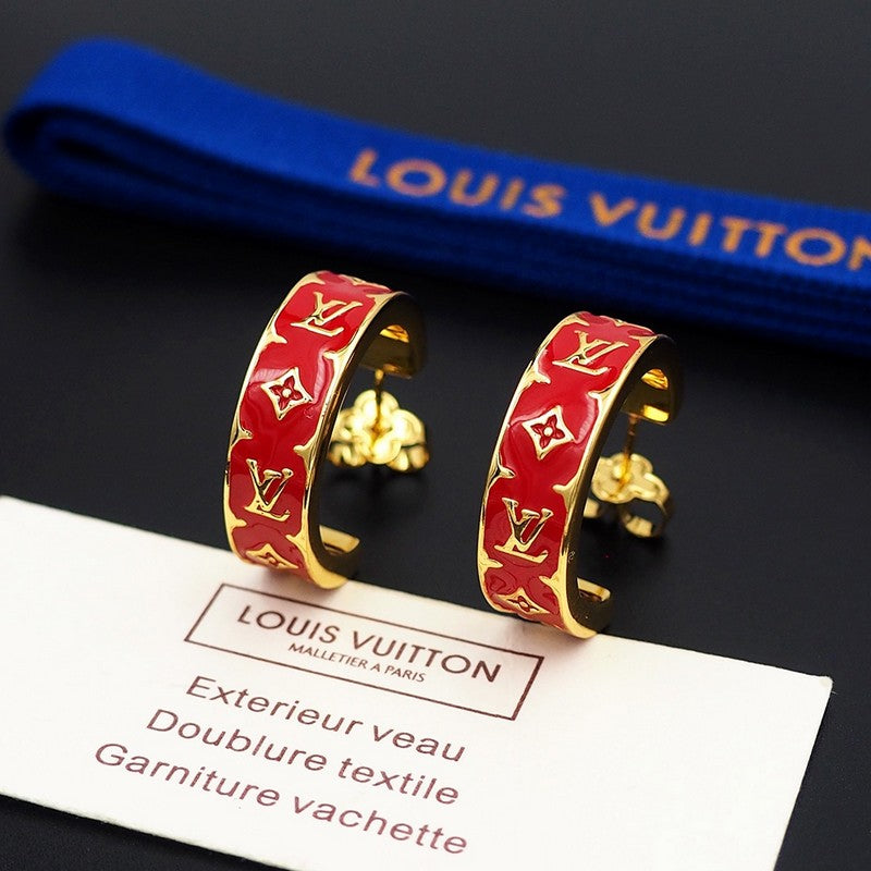 18K Louis Vuitton Nanogram Enamel Earrings