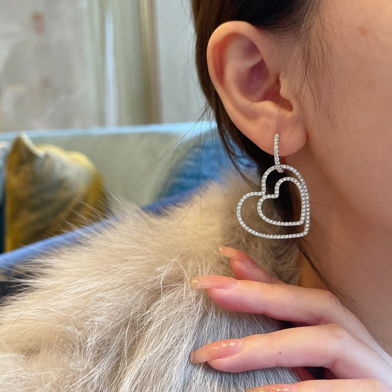 18K Tiffany Heart Diamond Earrings